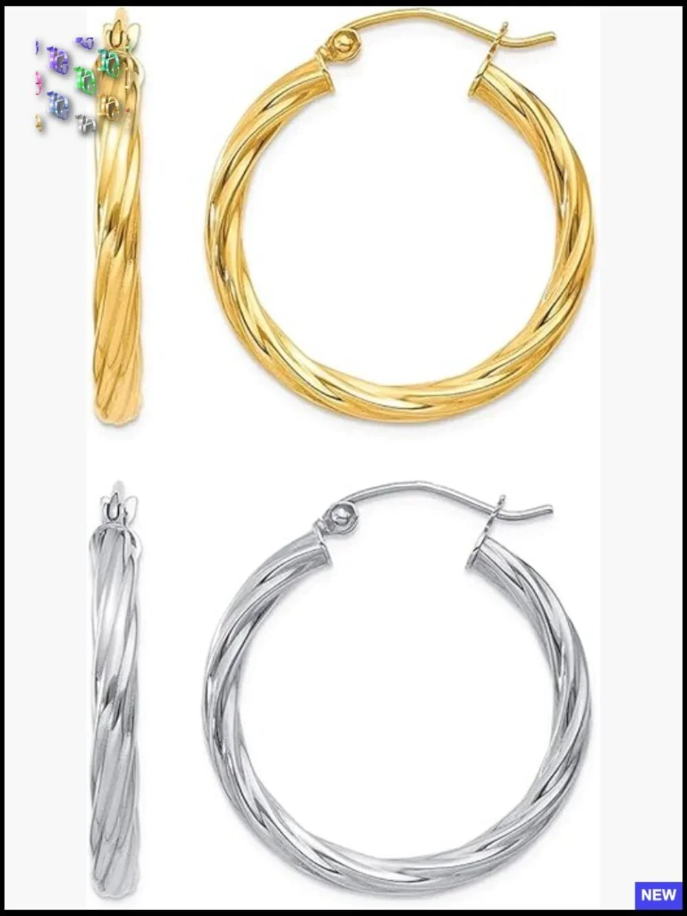 2 Pair Hoop Earrings Set Gold Silver Chunky Huggie Twisted Geometric Fashion